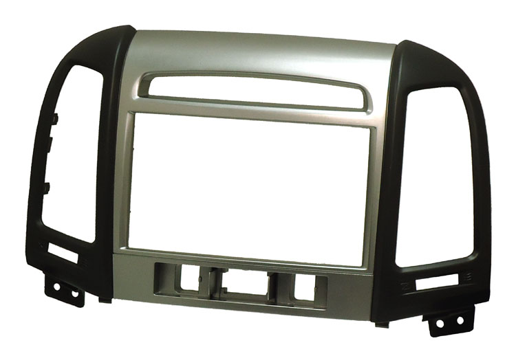 Hyundai Santa Fe (2nd Gen Facelift) Double DIN car audio fascia adapter (MATT BLACK/ SILVER)