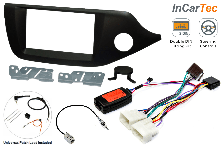 Kia Cee'd 2nd Gen JD (2012-2016) Double DIN car stereo upgrade fitting kit (MATT BLACK)