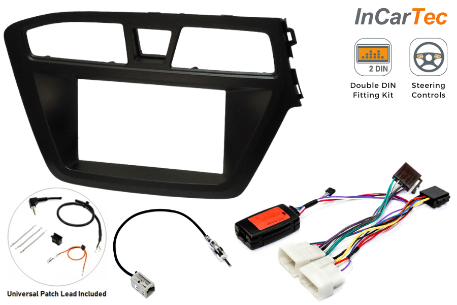 Hyundai i20 2nd Gen (2014-2018) Double DIN car stereo upgrade fitting kit (With Steering controls)