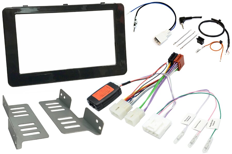 Toyota Hilux (2016 Onwards) Double DIN car stereo upgrade fitting kit (GLOSS BLACK)