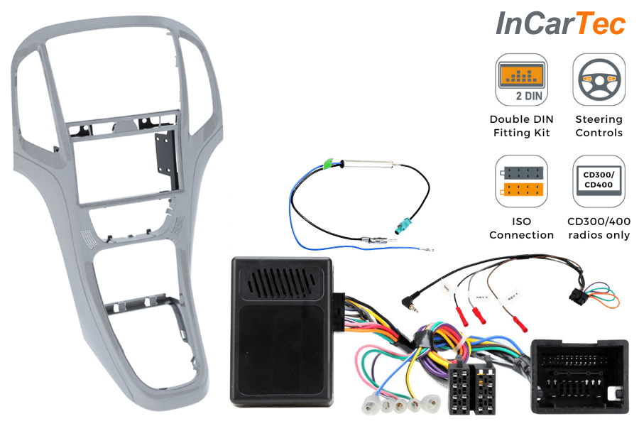 Vauxhall Astra J (2010-2015) Double DIN car stereo upgrade fitting kit with SWC (PLATINUM SILVER) 