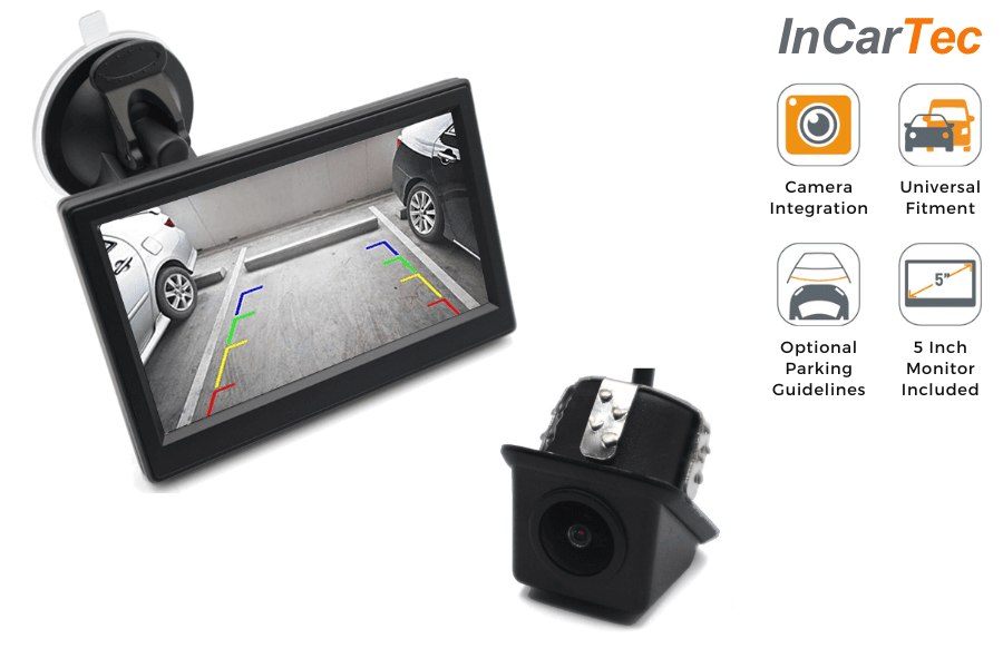 Universal push fit rear view camera and 5 inch standalone monitor kit