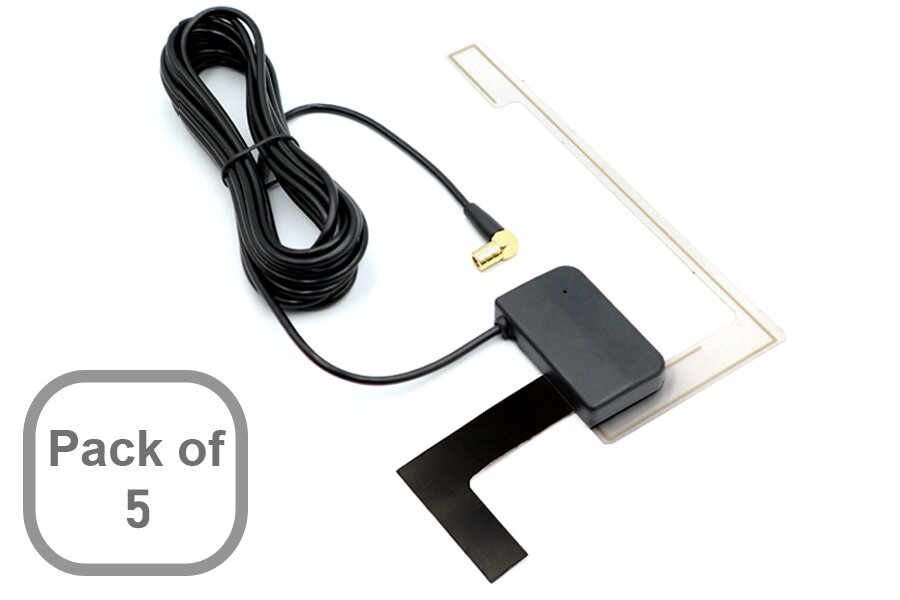 5× Interior Windscreen Glass-Mount Active DAB Antenna Aerials – 3 m Cable (Pack of 5)