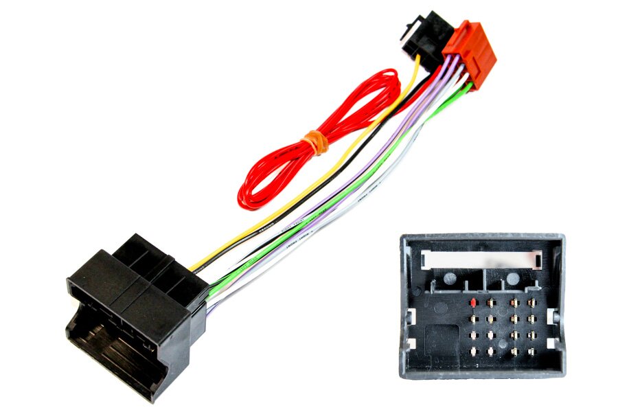 Volkswagen quadlock to ISO radio replacement adapter cable, (hardwire needed for ignition feed)