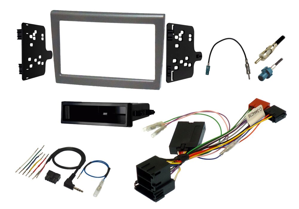 Porsche 987 and 997 Single/ Double DIN car stereo fitting kit (SWC/ WITHOUT BOSE) SILVER