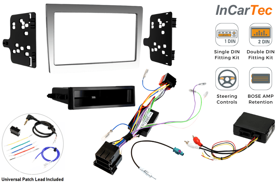 Porsche 987 and 997 Single/ Double DIN car stereo fitting kit (SWC/ BOSE RETENTION) SILVER