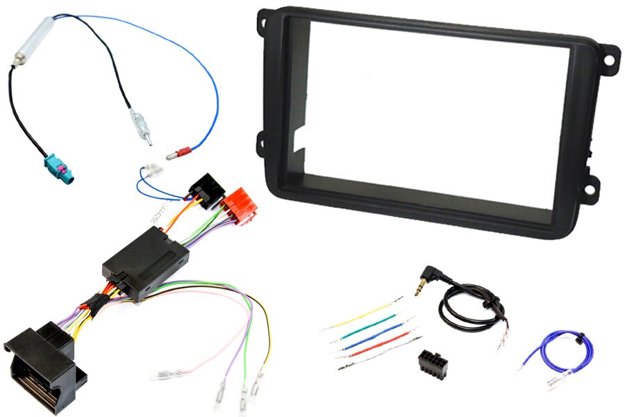 Volkswagen Double DIN car stereo upgrade fitting kit (STEERING CONTROLS) Single Fakra