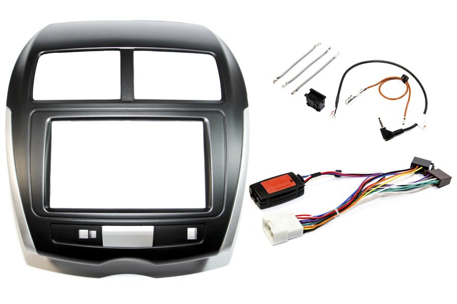 Mitsubishi Outlander Sport/ASX (14-23) Double DIN car stereo fitting kit (Silver Trim NO SWITCH)