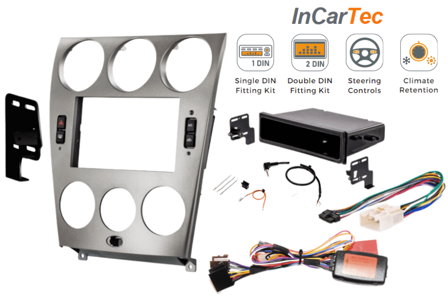 Mazda 6 (2003-2005) Single/Double DIN car stereo upgrade fitting kit (CLIMATE CONTROL RETENTION) 