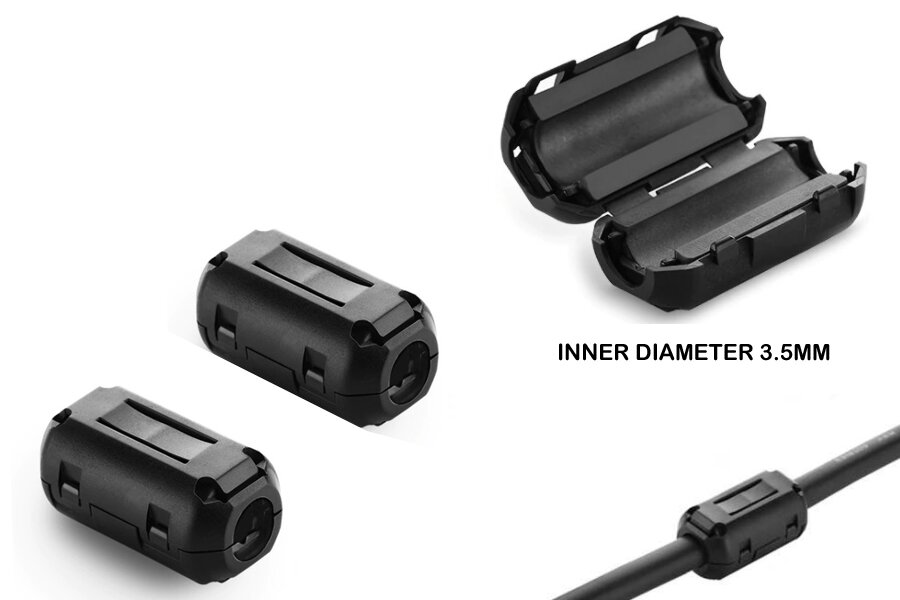 3.5mm Ferrite Clamp/Noise Filter Cable Choke (PAIR)