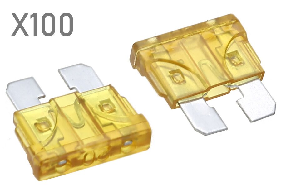 20 Amp standard ATO/ATC blade fuses (100pcs pack)