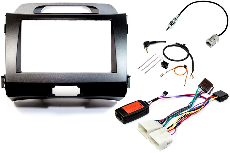 Kia Sportage (10-15) Standard audio car stereo upgrade fitting kit W/ Steering Control (DARK GREY)