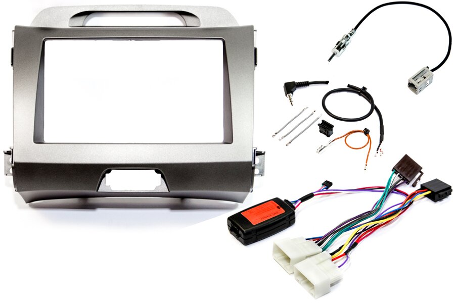 Kia Sportage (10-15) Standard audio car stereo upgrade fitting kit With Steering Controls (SILVER)