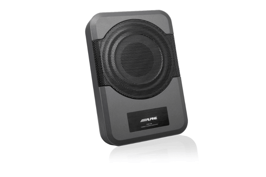 Alpine PWE-S8 Powered 8-inch (20cm) Flat underseat car subwoofer with built-in 240W amplifier