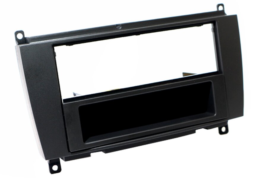 Mercedes CLK (C209) facelift (2006-2009) Single DIN car audio fascia with pocket (MATT BLACK)
