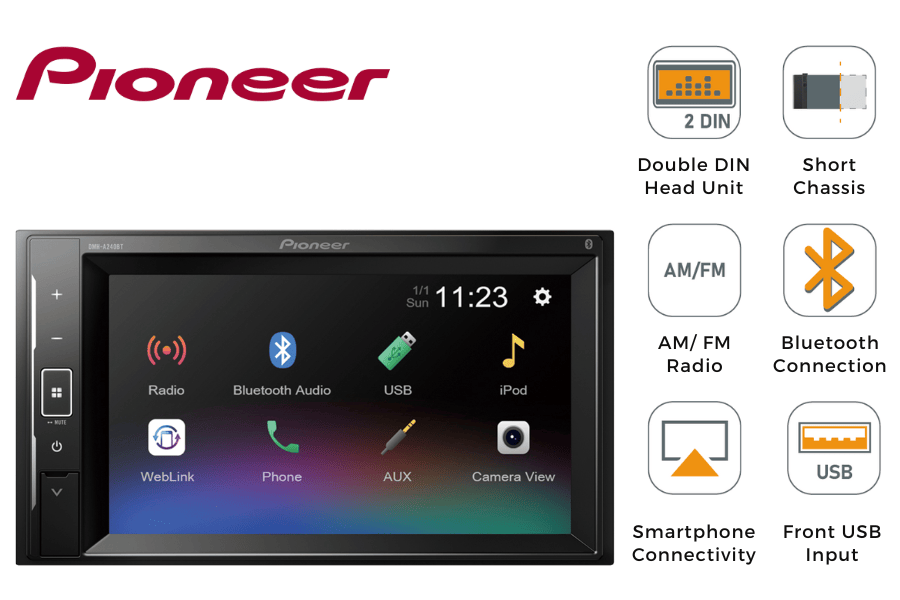Pioneer DMH-A240BT - Mechless 6.2” Mechless Android Mirroring Bluetooth Car Stereo