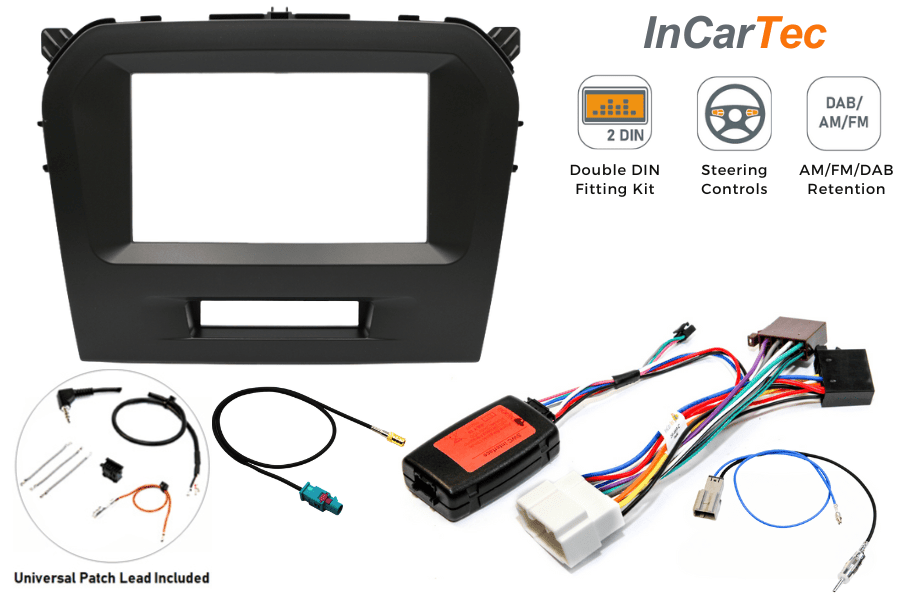 Suzuki Vitara (2015-2024) Double DIN car stereo upgrade fitting kit (MATT BLACK)