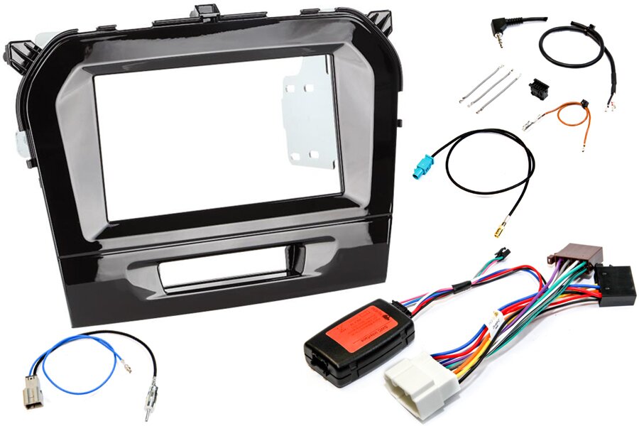 Suzuki Vitara (2015-2024) Double DIN car stereo upgrade fitting kit (GLOSS BLACK)