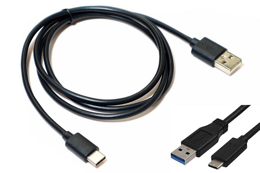 USB A to USB C Cable (1 Metre) BLACK