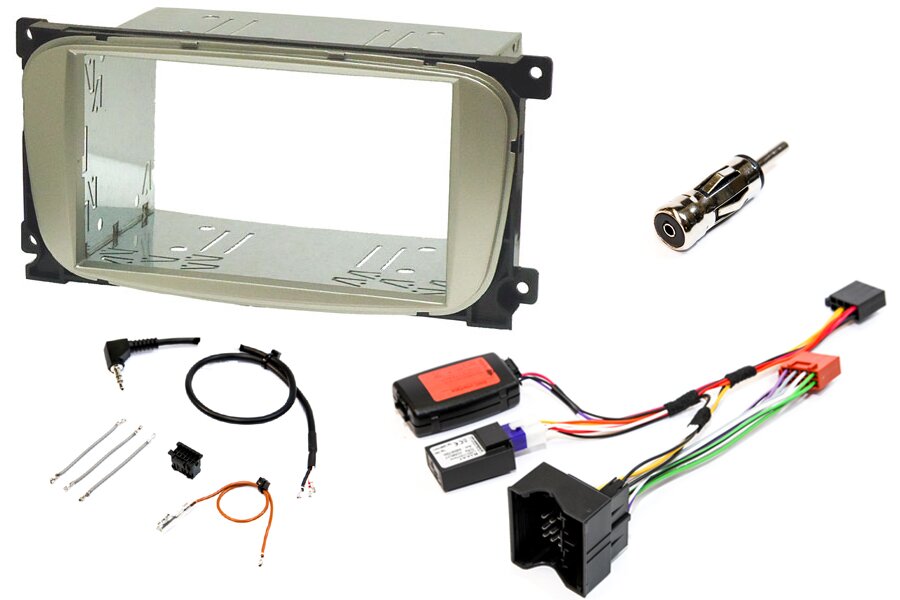 Ford Double DIN car stereo upgrade fitting kit with SWC and CAN service (OVAL - SILVER)
