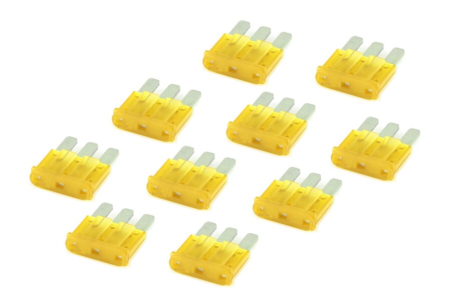 20 Amp Yellow MICRO3 blade fuses (10pcs pack)