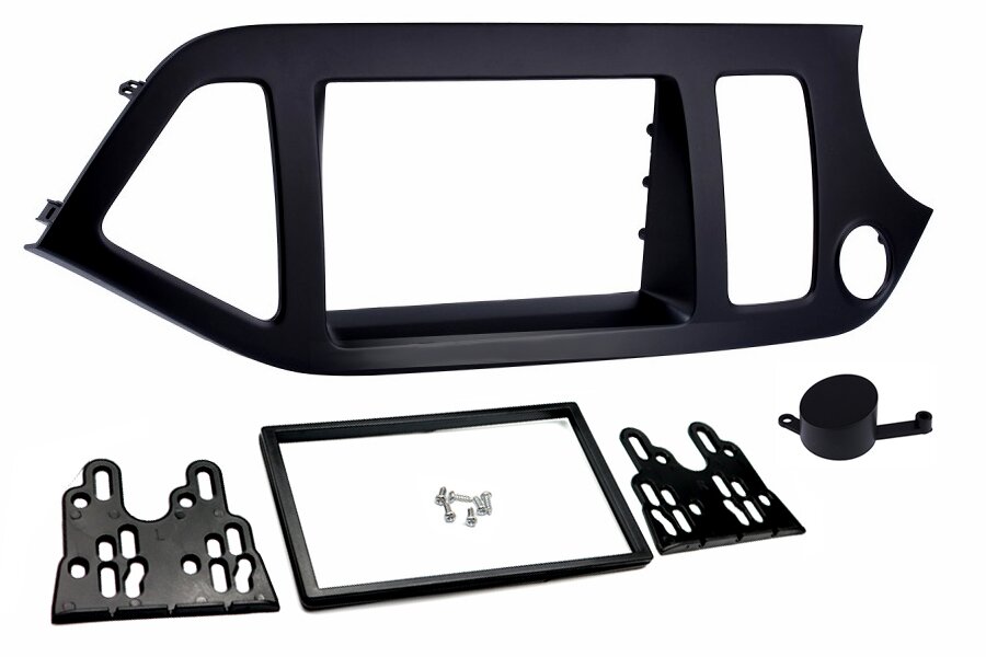 Kia Picanto (2011-2017) RHD Double DIN car audio fascia adapter (MATT BLACK)