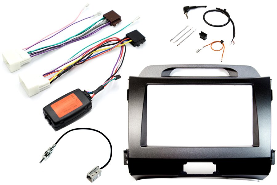 Kia Sportage (2010-2015) with OEM navigation Double DIN car stereo upgrade fitting kit (DARK GREY)