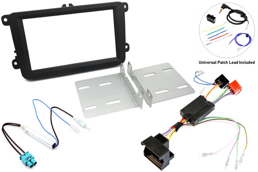 Volkswagen Double DIN car stereo upgrade fitting kit (Steering wheel controls)