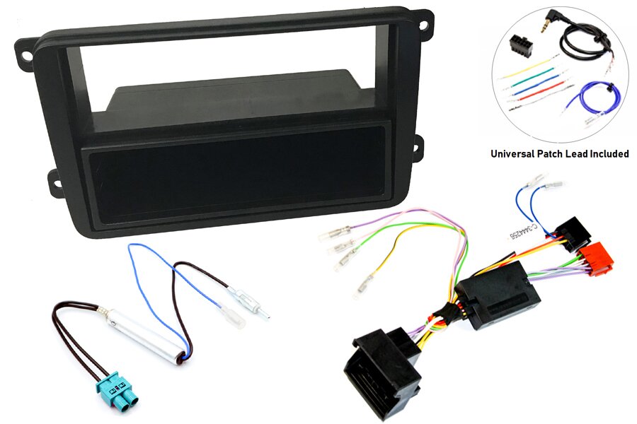 Volkswagen (Highline/ Amplified) Single DIN car stereo upgrade fitting kit (Steering wheel controls)