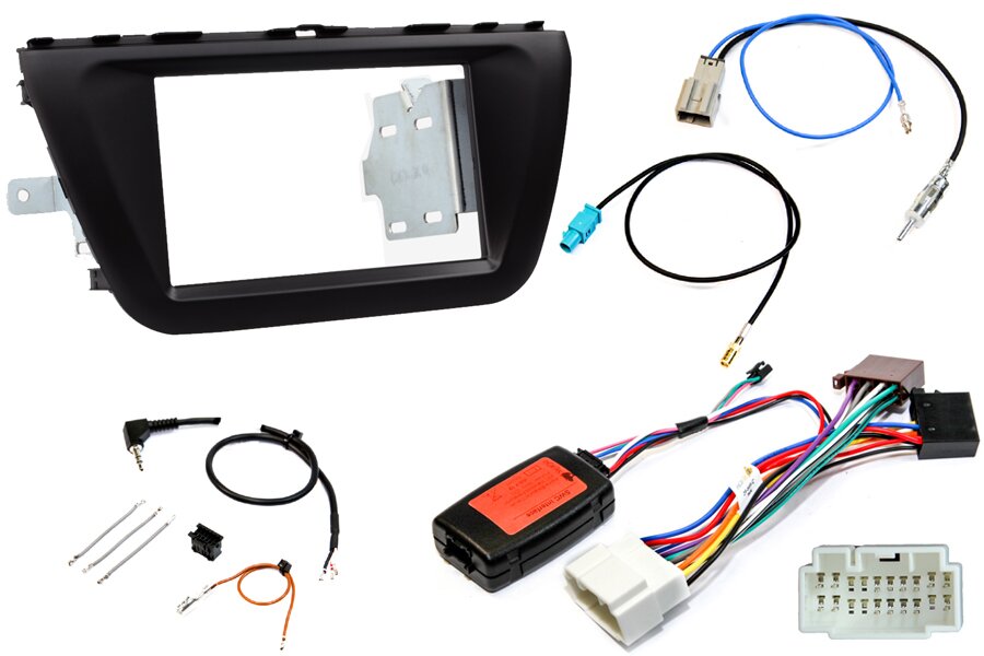 Suzuki SX4 S-Cross (2013-2022) Double DIN car stereo upgrade fitting kit with SWC (MATT BLACK)