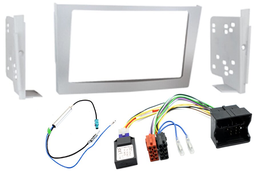 Vauxhall Double DIN car stereo upgrade fitting kit with CAN ignition (MATT SILVER)