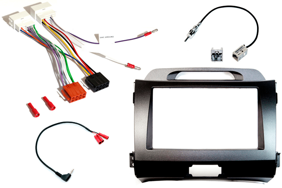 Kia Sportage (10-15) BASIC AUDIO Double DIN fitting kit (DARK GREY) RESISTIVE PROGRAMMABLE