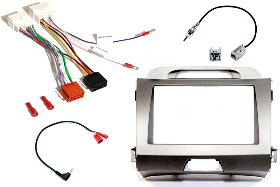 Kia Sportage (10-15) BASIC AUDIO Double DIN fitting kit (SILVER) RESISTIVE PROGRAMMABLE