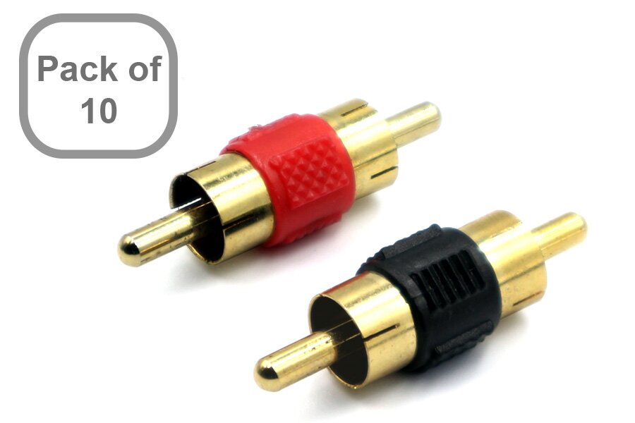 10 X Male to Male RCA Phono adapters (10 PACK)