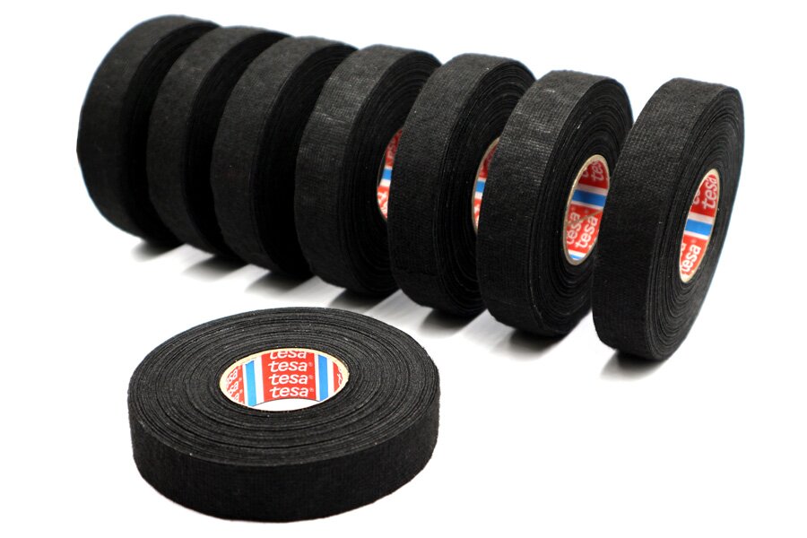 8 X Tesa Black PET Fleece cloth electrical harness tape (20mm x 25m) 8 PACK