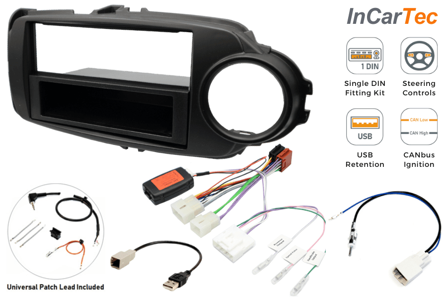 Toyota Yaris (2017-2020) Single DIN car stereo upgrade fitting kit (MATT BLACK)