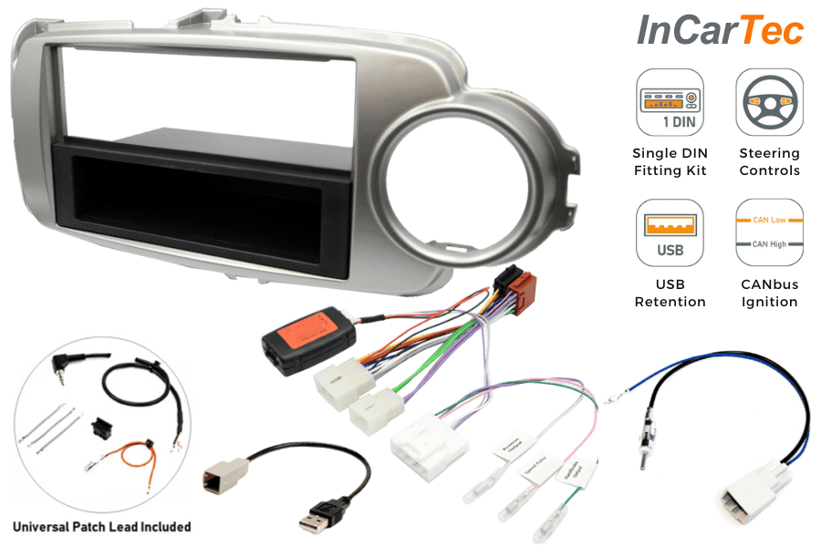 Toyota Yaris (2017-2020) Single DIN car stereo upgrade fitting kit (SILVER)