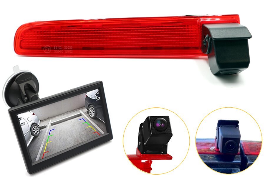 Volkswagen Transporter T5/T6 (2003-2017) high level brake light camera and monitor kit (BARN DOORS)