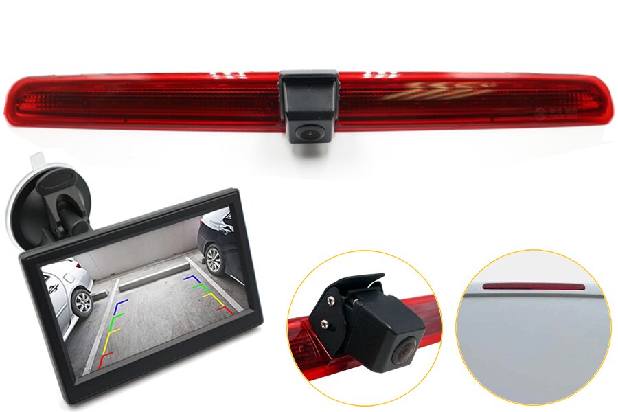 Volkswagen Transporter T5 (2003-2015) high level brake light camera and monitor kit (TAIL LIFT DOOR)