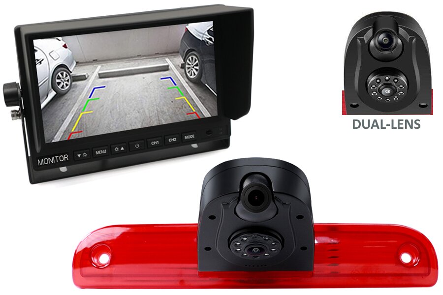 Fiat Ducato, Peugeot Boxer, Citroen Relay DUAL LENS high level brake light camera and monitor kit