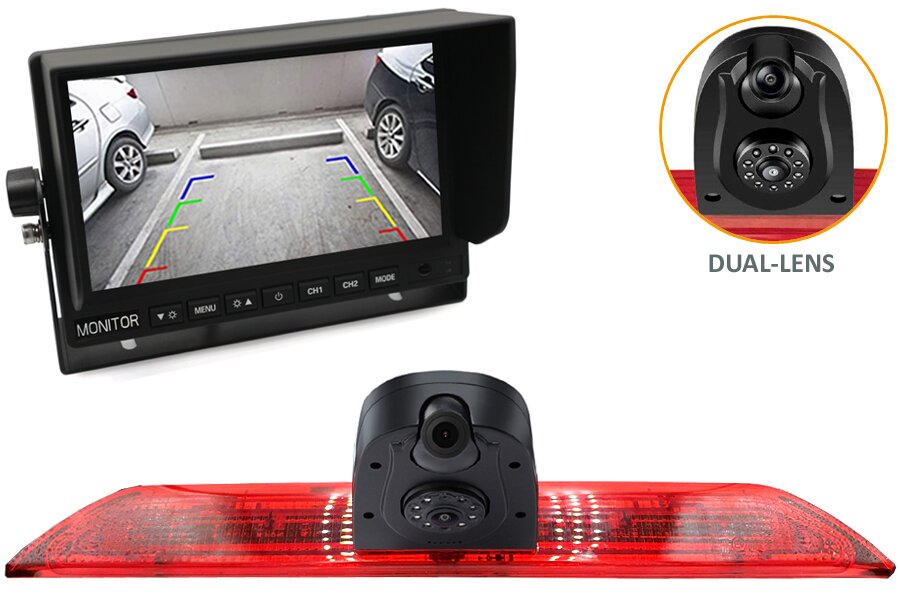 Ford Transit (2012 Onwards) DUAL LENS high level brake light camera and monitor kit