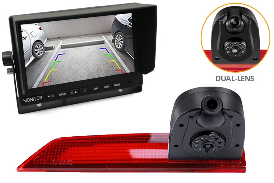 Ford Transit Custom (2016 Onwards) DUAL LENS high level brake light camera and monitor kit
