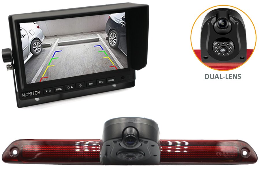 Mercedes Sprinter, VW Crafter (2006-2016) DUAL LENS high level brake light camera and monitor kit