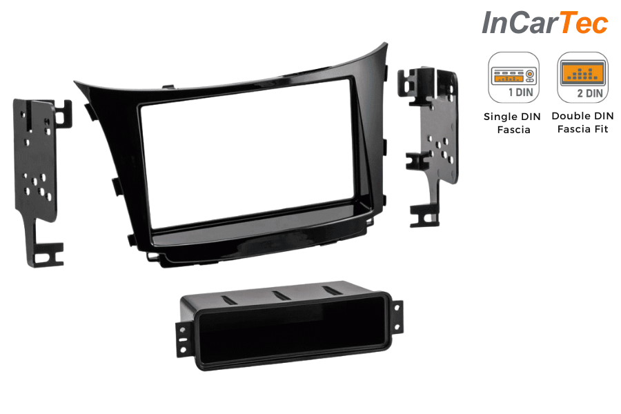 Hyundai i30 2012 - 2017 (with OEM navigation) Single/Double DIN car audio fascia panel (GLOSS BLACK)