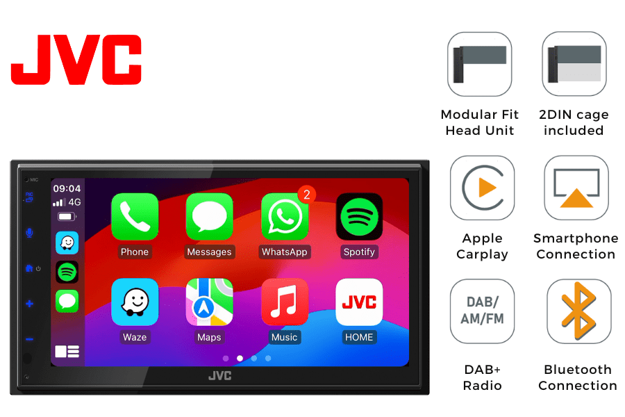 JVC KW-M595DBT Double-DIN car stereo Wired Apple Carplay, Android Auto, DAB, Bluetooth
