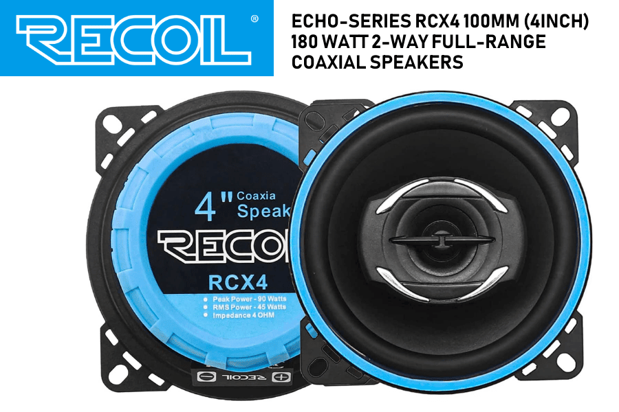 Recoil Echo Series RCX4 4-inch (100mm) 2-Way Coaxial Car Speakers | 180 Watts
