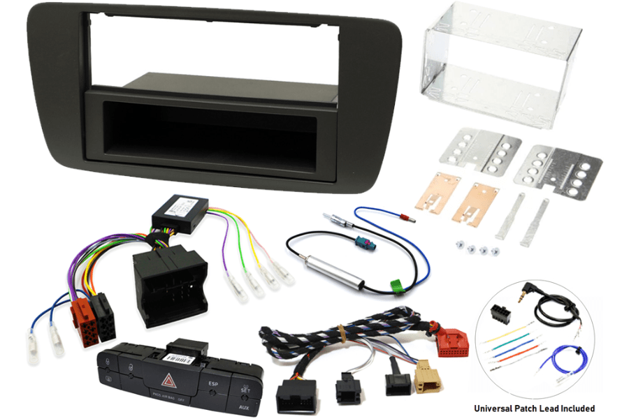 Seat Ibiza (2014-17) NO HEATED SEATS Single/ Double DIN car stereo upgrade fitting kit (MATT BLACK)