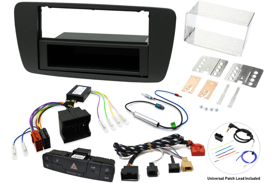 Seat Ibiza (2014-17) NO HEATED SEATS Single/Double DIN car stereo upgrade fitting kit (METALLIC BLK)