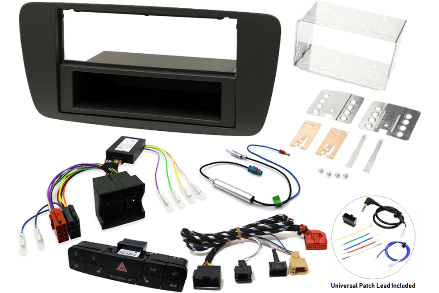 Seat Ibiza (2014-2017) HEATED SEATS Single/ Double DIN car stereo upgrade fitting kit (MATT BLACK)