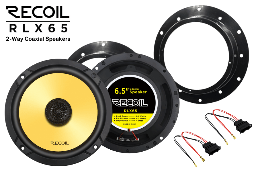 VW, Seat, Skoda 165mm Recoil RLX65 6.5" (165mm) coaxial speaker upgrade fitting kit